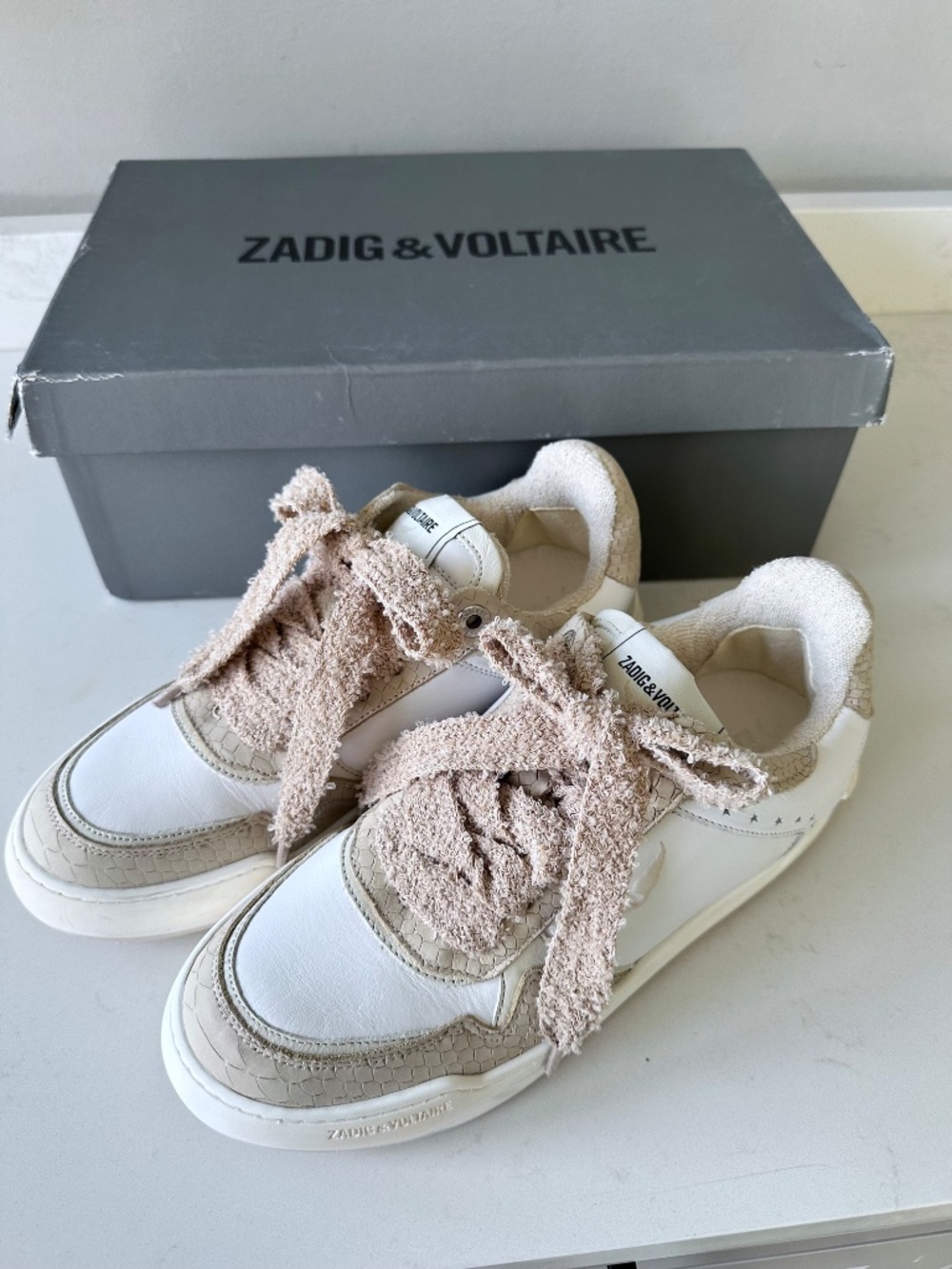 NIB | Zadig & Voltaire | Women's Low-Top Wings Sneakers with snakeskin details - Picture 8 of 14
